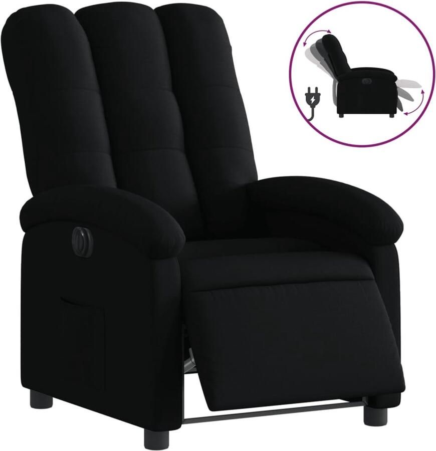 VidaXL Fauteuil verstelbaar elektrisch stof zwart