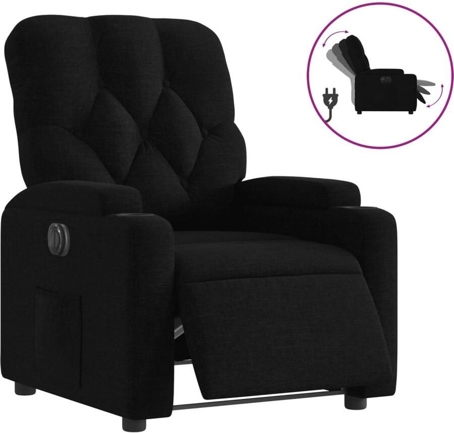 VidaXL Fauteuil verstelbaar elektrisch stof zwart