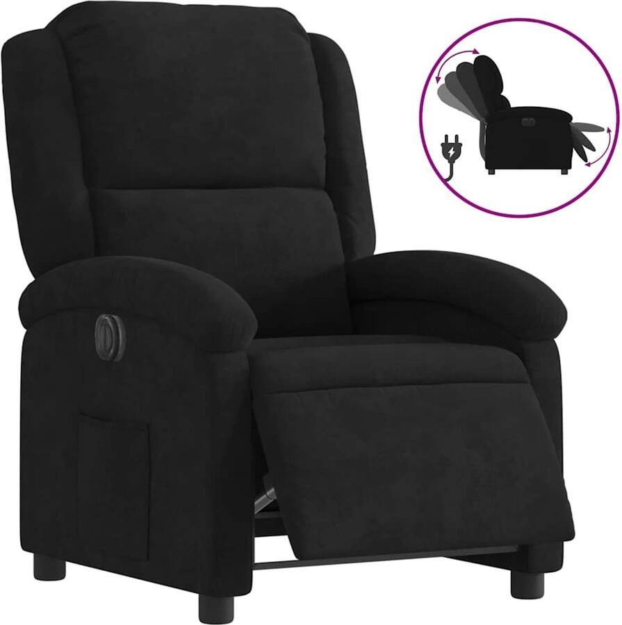 VidaXL Fauteuil verstelbaar elektrisch stof zwart