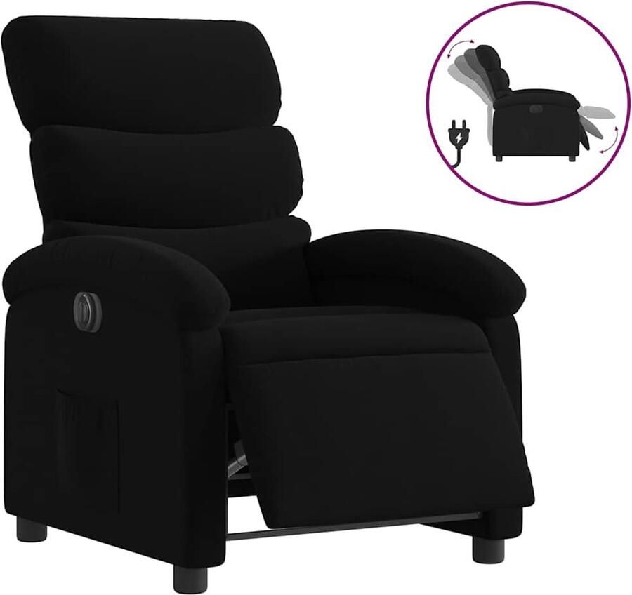 VidaXL Fauteuil verstelbaar elektrisch stof zwart