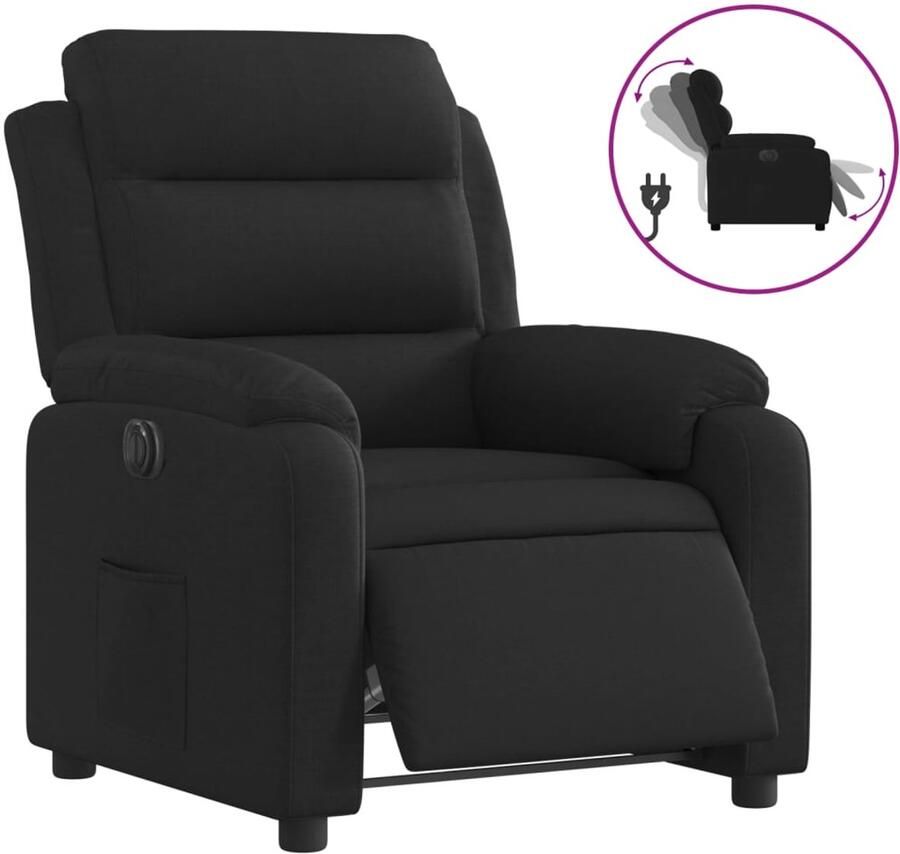 VidaXL Fauteuil verstelbaar elektrisch stof zwart