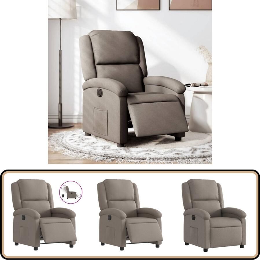 VidaXL Fauteuil Verstelbaar Elektrisch Taupe Elektrische Fauteuil Verstelbare Fauteuil Lounge Stoel Fauteuils Relaxfauteuil