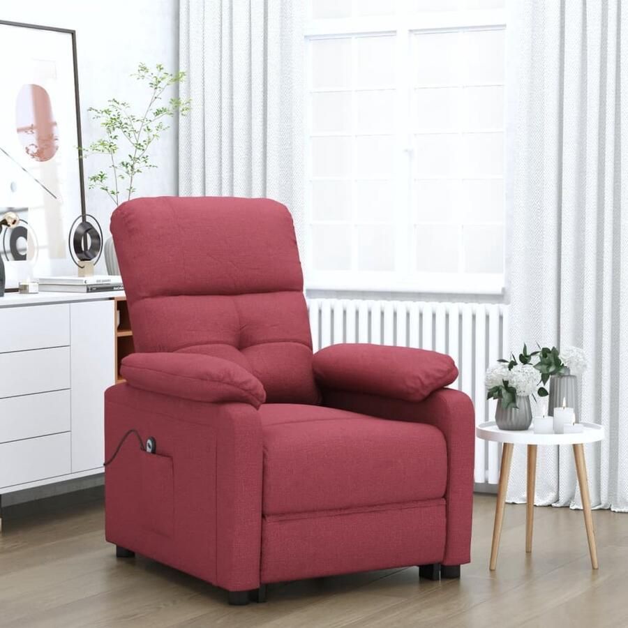 VidaXL Fauteuil Verstelbaar Elektrisch Wijnrood Elektrische Fauteuil Elektrische Verstelling Lounge Stoel Relaxfauteuil Hogerug Fauteuils Velours Fauteuil Rood Fauteuil Design Fauteuil Leesfauteuil Woonkamer Meubels - Foto 2