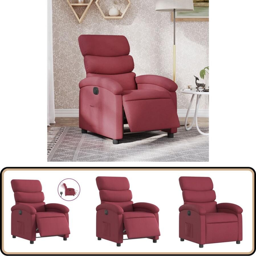 VidaXL Fauteuil Verstelbaar Elektrisch Wijnrood Elektrische Fauteuil Lounge Stoel Verstelbare Fauteuil Fauteuils Relaxstoel