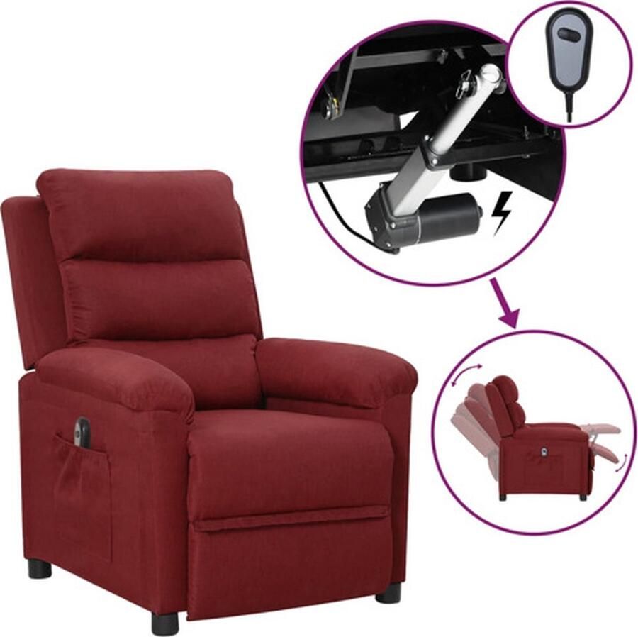 VidaXL Fauteuil Verstelbaar Elektrisch Wijnrood Elektrische Fauteuil Rood Lounge Stoel Ergonomische Stoel Verstelbare Stoel