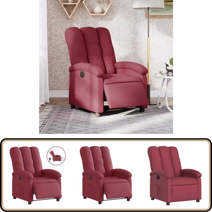 VidaXL Fauteuil Verstelbaar Elektrisch Wijnrood Elektrische Fauteuil Verstelbare Fauteuil Lounge Stoel Fauteuils Designstoel