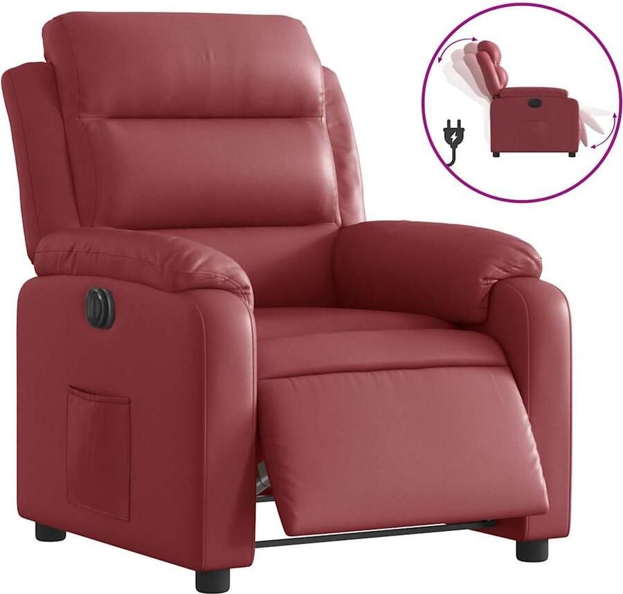 VidaXL Fauteuil Verstelbaar Elektrisch Wijnrood Kunstleer