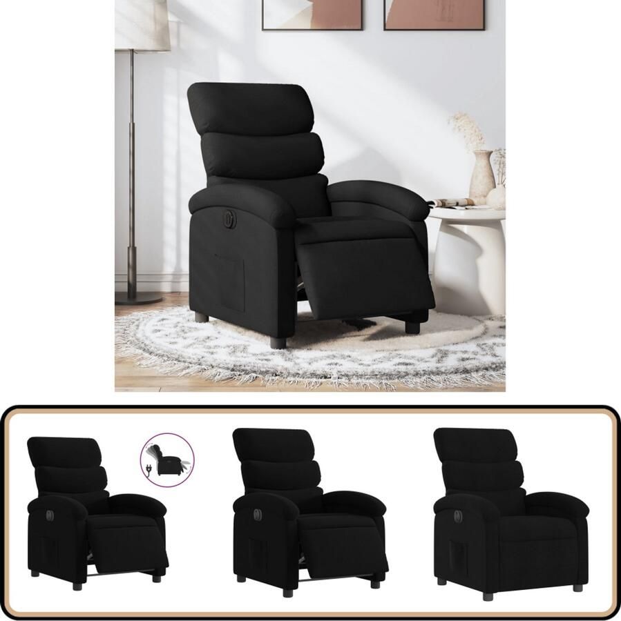 VidaXL Fauteuil Verstelbaar Elektrisch Zwart Elektrisch Verstelbare Fauteuil Elektrisch Verstelbare Fauteuils Relaxfauteuil Draaifauteuil