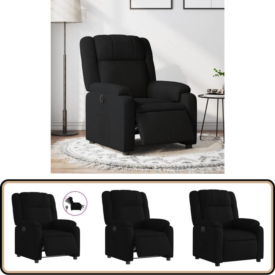 VidaXL Fauteuil Verstelbaar Elektrisch Zwart Stof Elektrische Fauteuil Loungestoel Relaxfauteuil Verstelbare Fauteuil Fauteuils - Foto 3