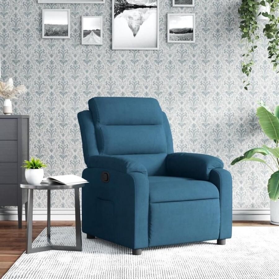 VidaXL Fauteuil verstelbaar fluweel blauw - Foto 2