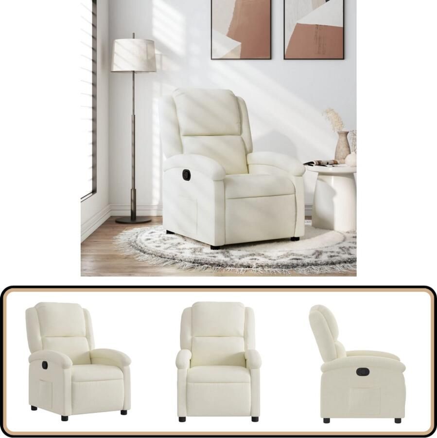 VidaXL Fauteuil Verstelbaar Fluweel Crèmekleurig Fauteuil Fauteuils Leunstoel Relaxfauteuil
