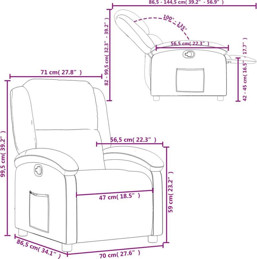 VidaXL Fauteuil verstelbaar fluweel donkergrijs - Foto 3