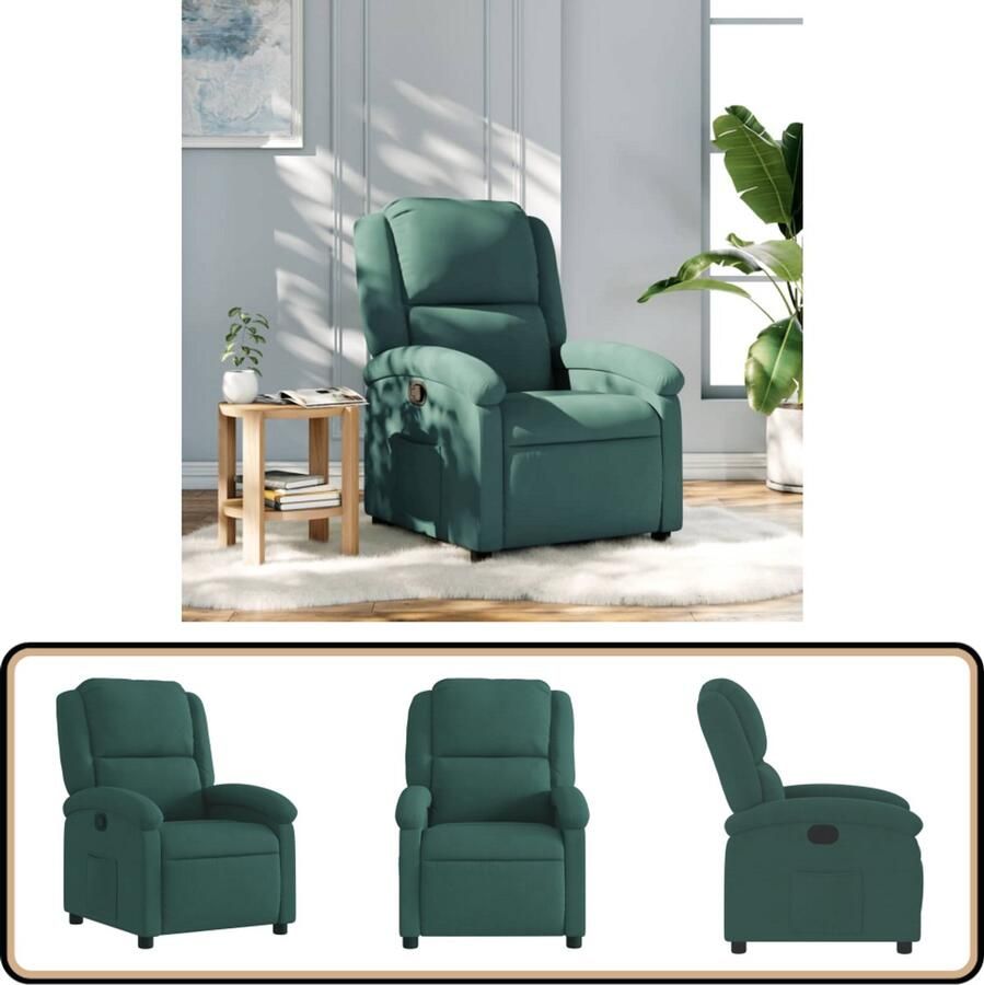 VidaXL Fauteuil Verstelbaar Fluweel Donkergroen Verstelbare Fauteuil Fauteuils Lounge Stoel Relaxfauteuil Velours Fauteuil
