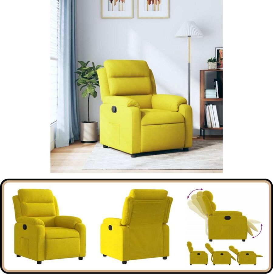 VidaXL Fauteuil Verstelbaar Fluweel Geel Fauteuil Fauteuils Leunstoel Relaxfauteuil