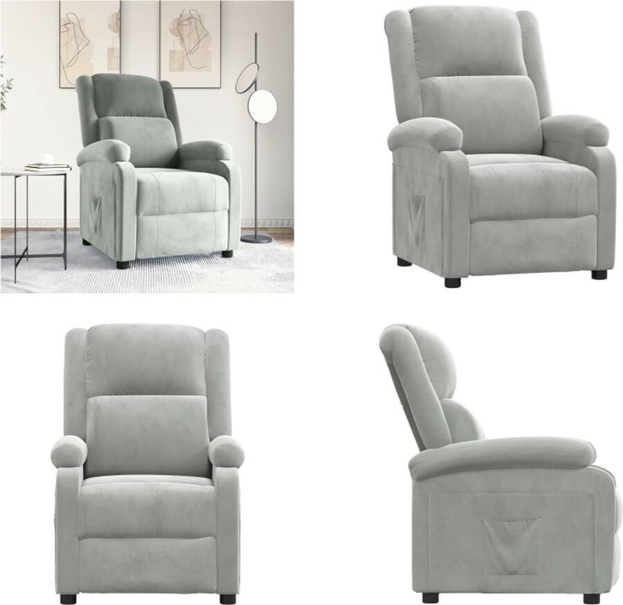 VidaXL Fauteuil verstelbaar fluweel lichtgrijs Fauteuil Fauteuils Leunstoel Relaxfauteuil