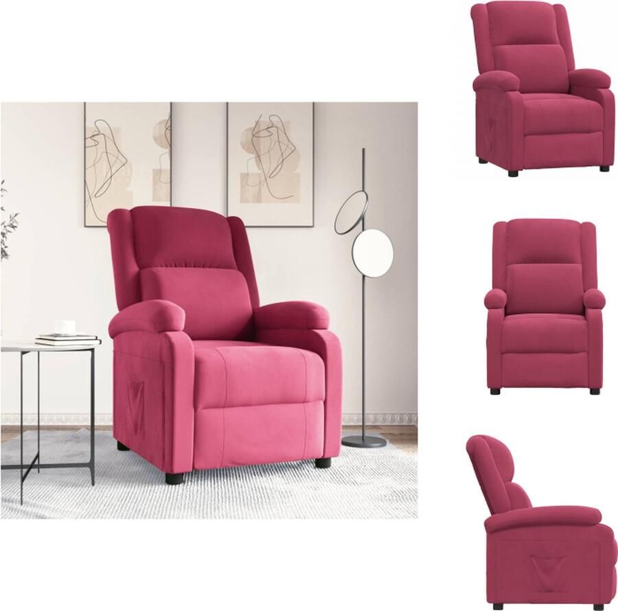 VidaXL Fauteuil Verstelbaar Fluweel Wijnrood 70x93x98 cm Fauteuil