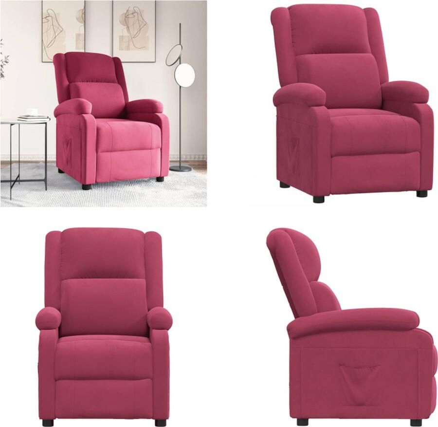 VidaXL Fauteuil verstelbaar fluweel wijnrood Fauteuil Fauteuils Leunstoel Relaxfauteuil