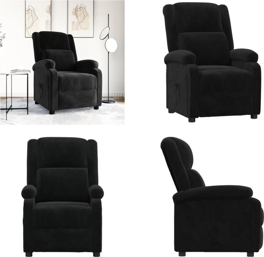 VidaXL Fauteuil verstelbaar fluweel zwart Fauteuil Fauteuils Leunstoel Relaxfauteuil
