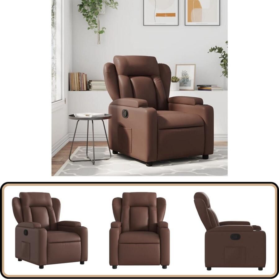 VidaXL Fauteuil Verstelbaar Kunstleer Bruin Comfortabele Fauteuil Verstelbare Fauteuil Lounge Stoel Leesfauteuil Huiskamerstoel