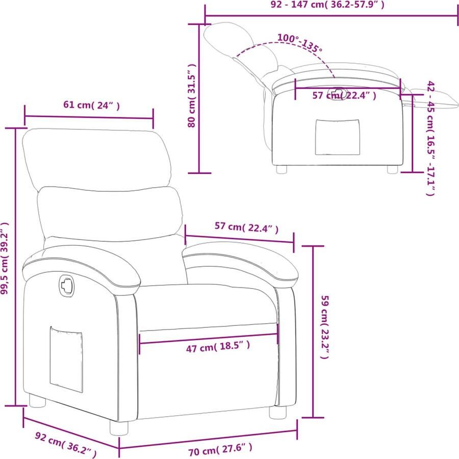 VidaXL Fauteuil verstelbaar kunstleer bruin - Foto 3