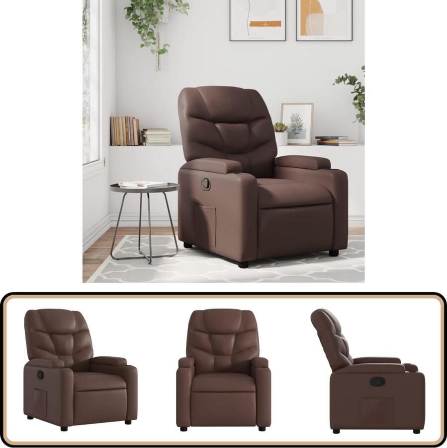 VidaXL Fauteuil verstelbaar Kunstleer Bruin Verstelbare Fauteuil Fauteuils Lounge Stoel Relaxfauteuil Lederlook