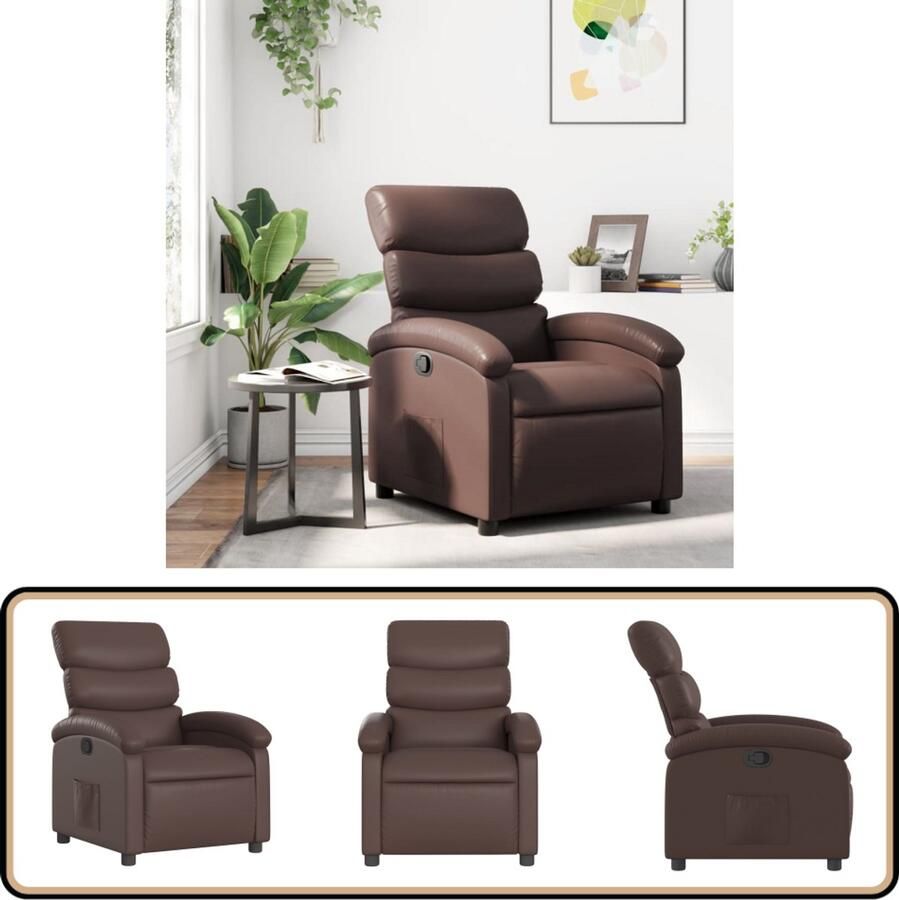 VidaXL Fauteuil Verstelbaar Kunstleer Bruin Verstelbare Fauteuil Lounge Stoel Lederlook Fauteuil Design Fauteuil Fauteuils