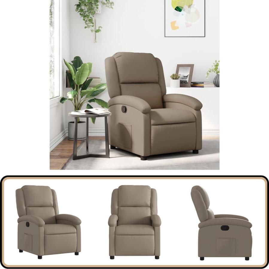 VidaXL Fauteuil Verstelbaar Kunstleer Cappuccino Verstelbare Fauteuil Lounge Stoel Kapstok Koffiehoek Woonkamer