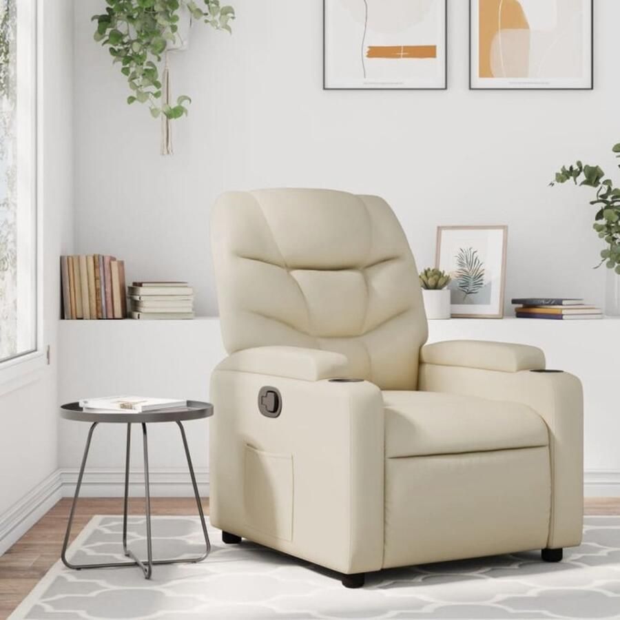 VidaXL Fauteuil verstelbaar kunstleer crÃ¨mekleurig - Foto 2