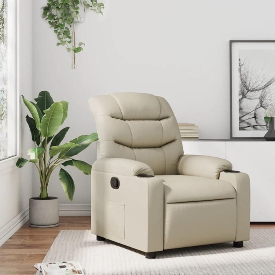 VidaXL Fauteuil verstelbaar kunstleer crèmekleurig - Foto 2