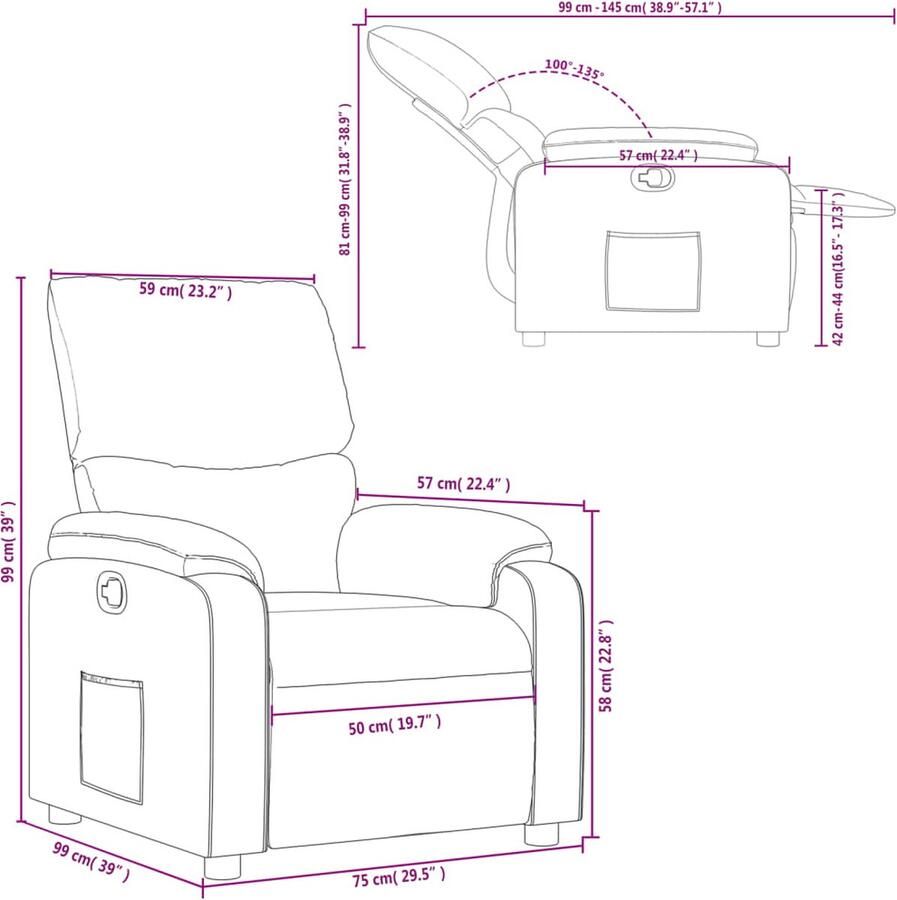 VidaXL Fauteuil verstelbaar kunstleer grijs - Foto 3