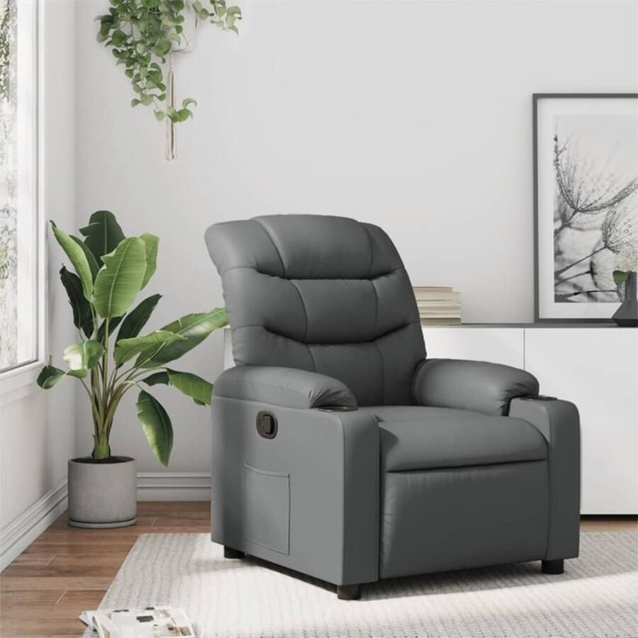 VidaXL Fauteuil verstelbaar kunstleer grijs - Foto 2
