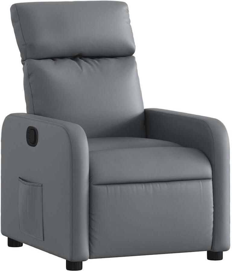 VidaXL Fauteuil verstelbaar kunstleer grijs - Foto 3