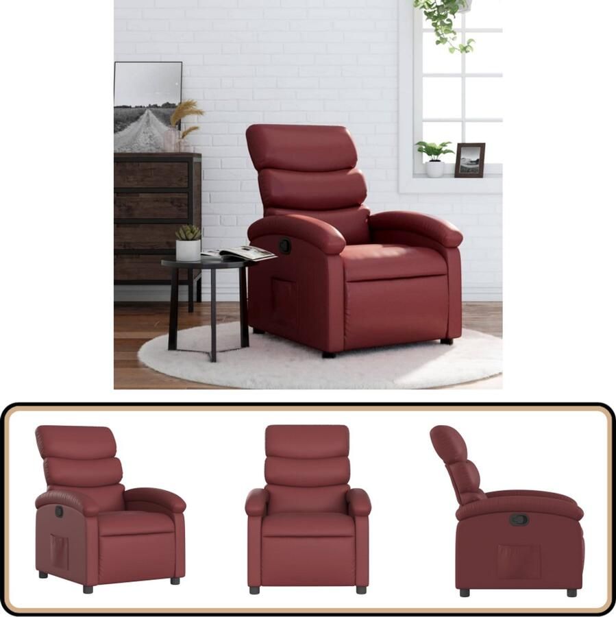 VidaXL Fauteuil Verstelbaar Kunstleer Wijnrood Verstelbare Fauteuil Lounge Stoel Fauteuils Kunstleder Fauteuil Wijnrood
