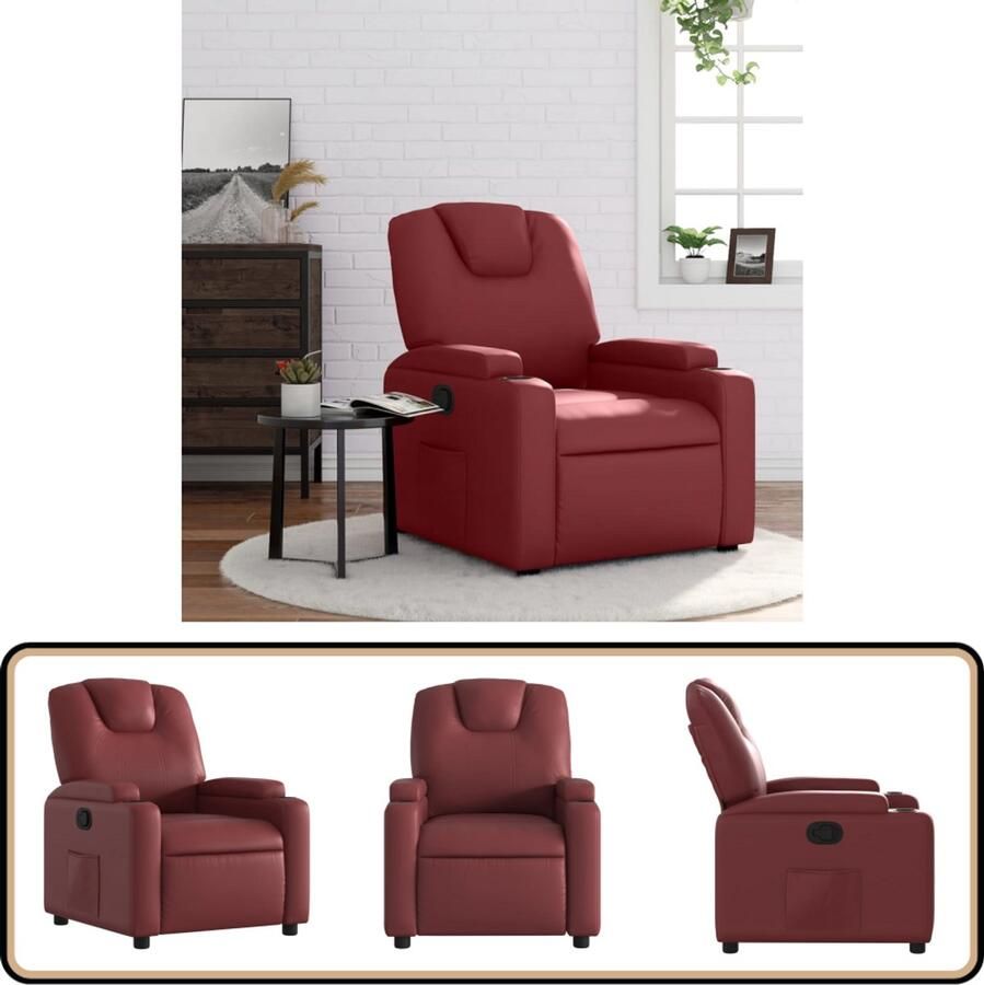 VidaXL Fauteuil Verstelbaar Kunstleer Wijnrood Verstelbare Fauteuil Lounge Stoel Fauteuils Lederlook Kunstleder
