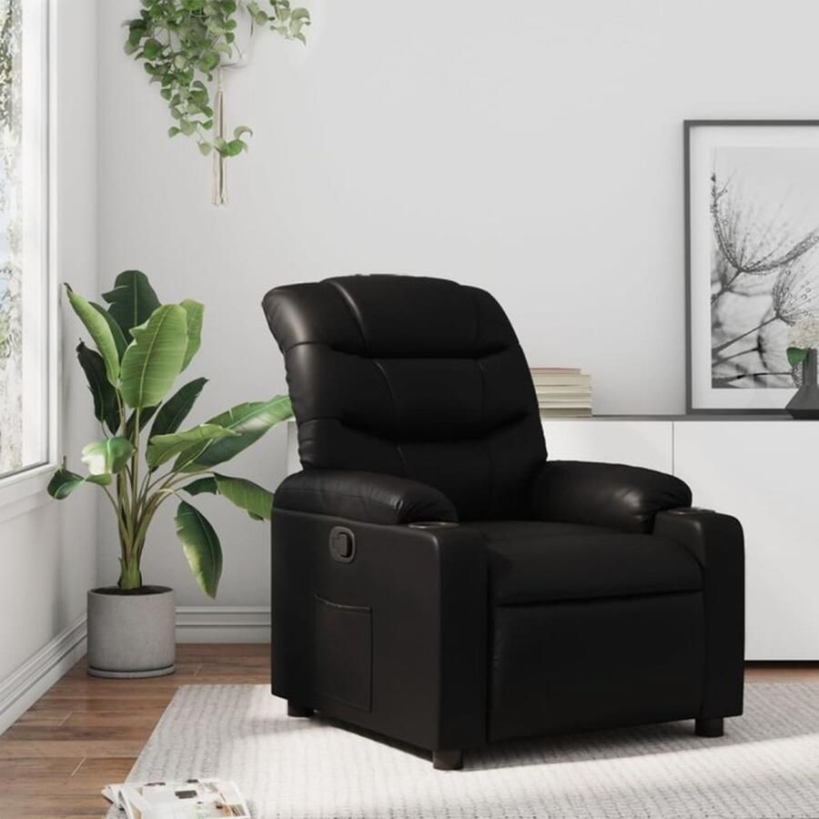 VidaXL Fauteuil verstelbaar kunstleer zwart - Foto 2