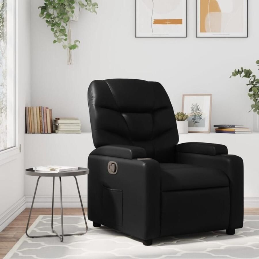 VidaXL Fauteuil Fauteuils Relaxfauteuil Leunstoel Fauteuil verstelbaar kunstleer zwart - Foto 3