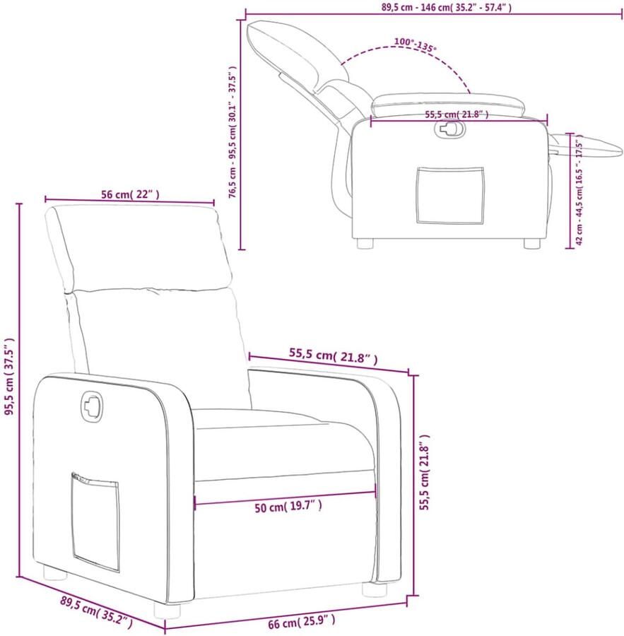 VidaXL Fauteuil verstelbaar kunstleer zwart - Foto 3
