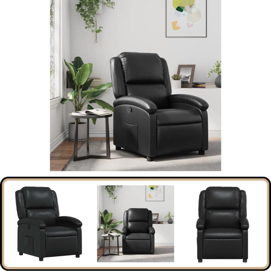 VidaXL Fauteuil Verstelbaar Kunstleer Zwart Verstelbare Fauteuil Fauteuils Lounge Stoel Relaxfauteuil Zwarte Fauteuil