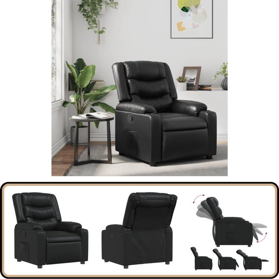 VidaXL Fauteuil Verstelbaar Kunstleer Zwart Verstelbare Fauteuil Fauteuils Lounge Stoel Relaxfauteuil Zitzak