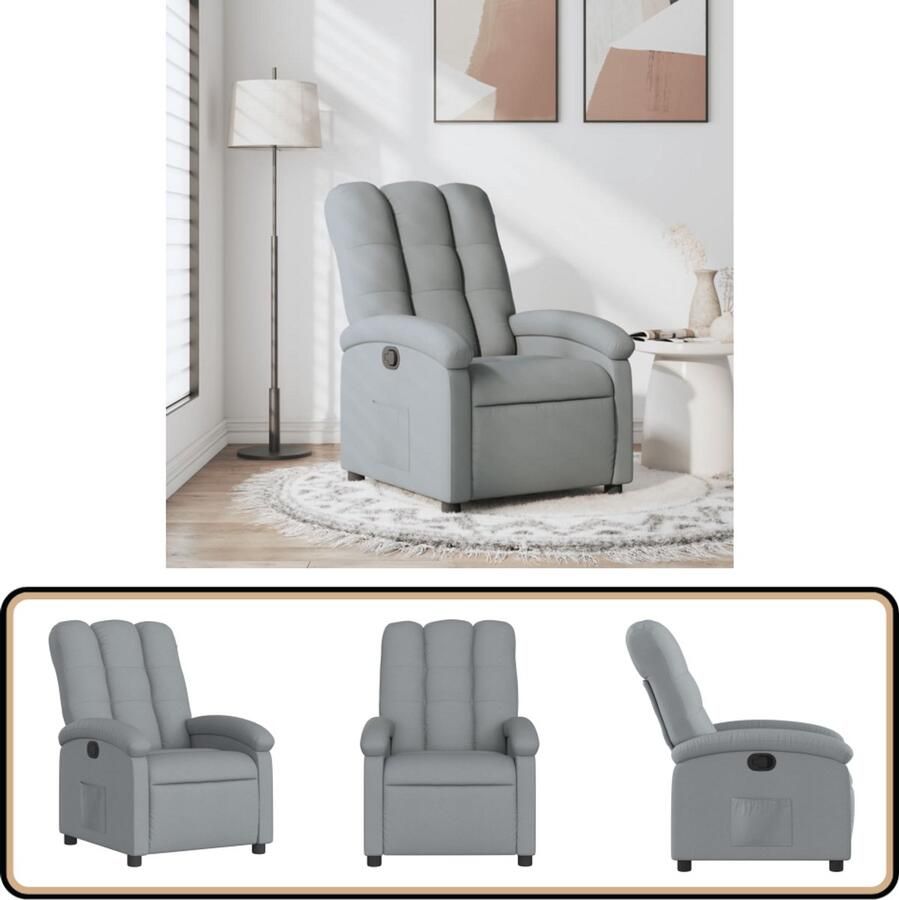 VidaXL Fauteuil Verstelbaar Lichtgrijs Comfortabel Verstelbare Fauteuil Fauteuils Lounge Stoel Relaxfauteuil Leesstoel