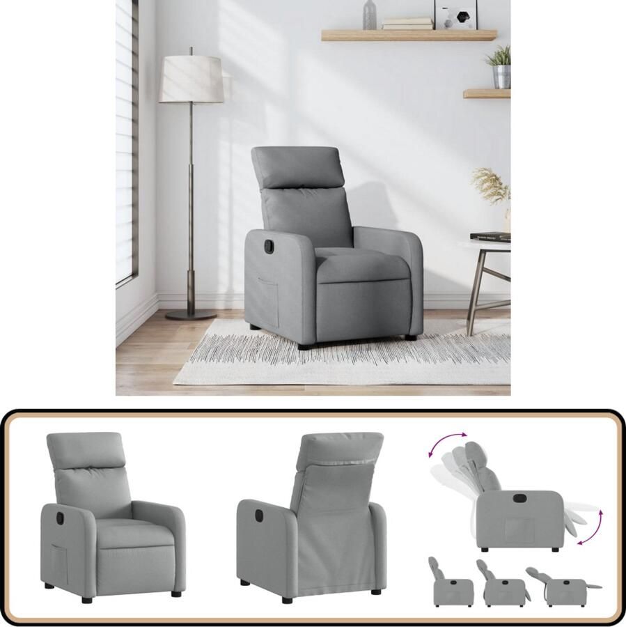 VidaXL Fauteuil Verstelbaar Lichtgrijs Stof Verstelbare Fauteuil Fauteuils Lounge Stoel Relaxfauteuil Leesstoel