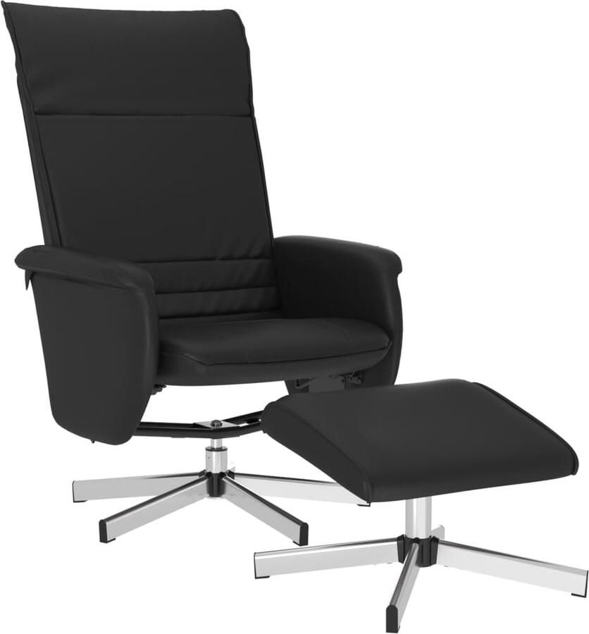 VidaXL Fauteuil verstelbaar met voetenbankje kunstleer zwart - Foto 3