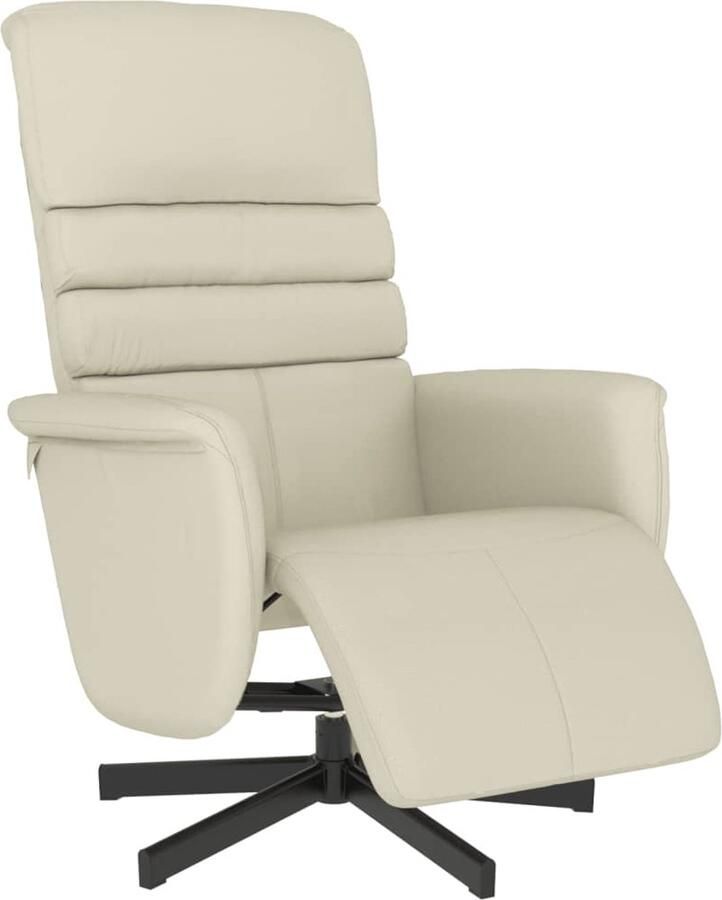 VidaXL Fauteuil verstelbaar met voetensteun kunstleer crèmekleurig