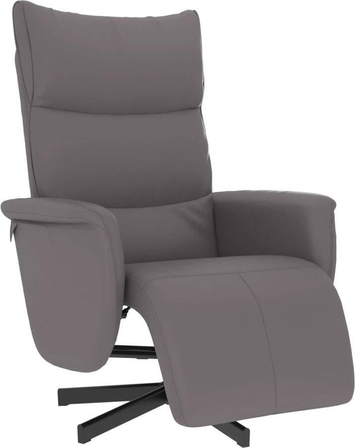 VidaXL Fauteuil verstelbaar met voetensteun kunstleer grijs
