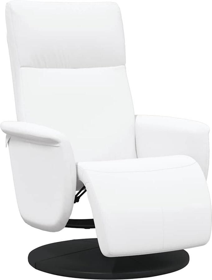 VidaXL Fauteuil verstelbaar met voetensteun kunstleer wit - Foto 2