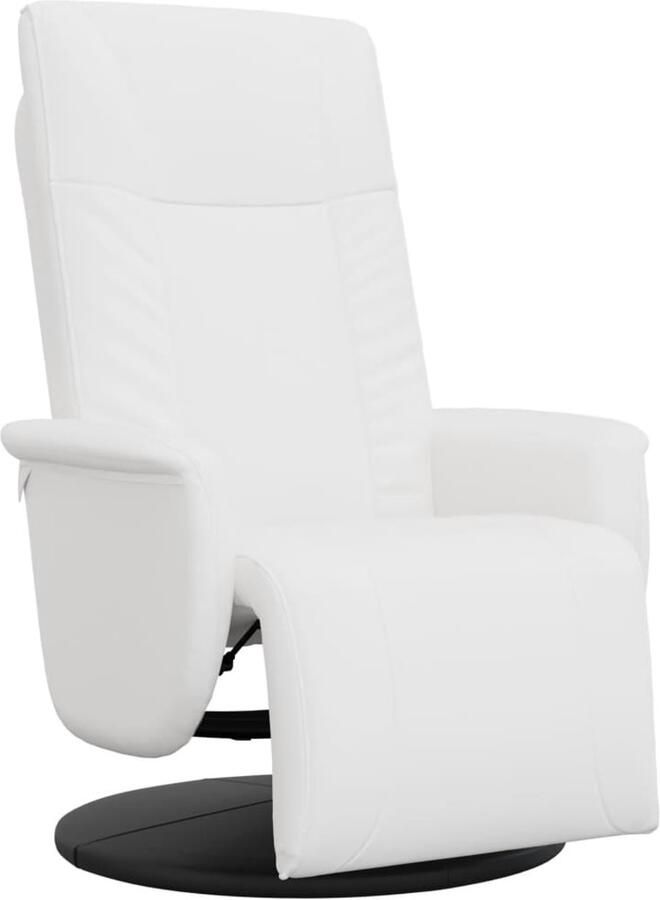 VidaXL Fauteuil verstelbaar met voetensteun kunstleer wit - Foto 3