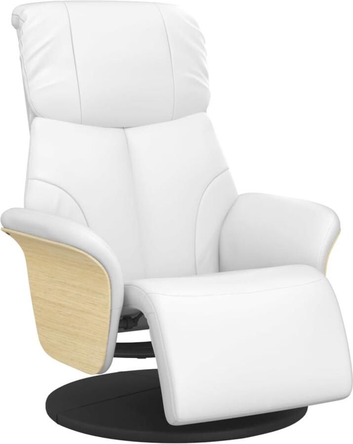 VidaXL Fauteuil verstelbaar met voetensteun kunstleer wit