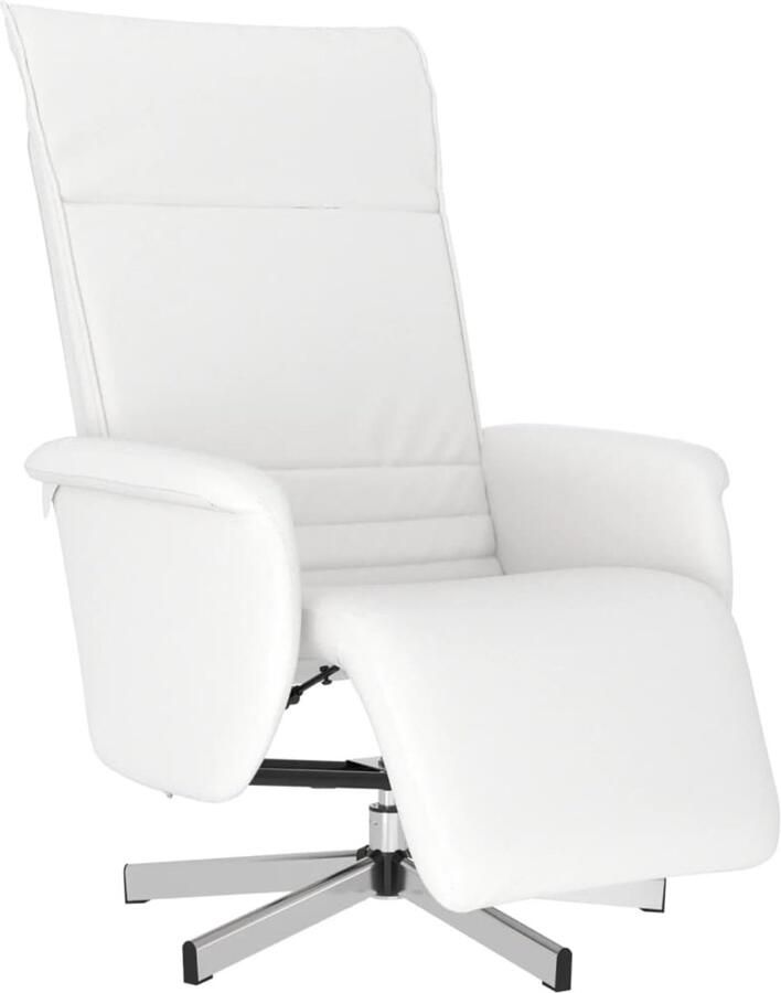 VidaXL Fauteuil verstelbaar met voetensteun kunstleer wit - Foto 2
