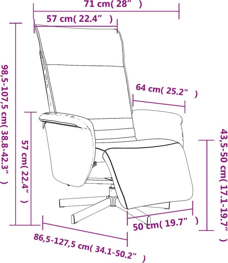 VidaXL Fauteuil verstelbaar met voetensteun kunstleer zwart - Foto 3