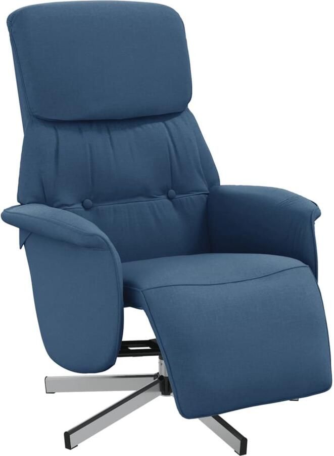 VidaXL Fauteuil verstelbaar met voetensteun stof blauw